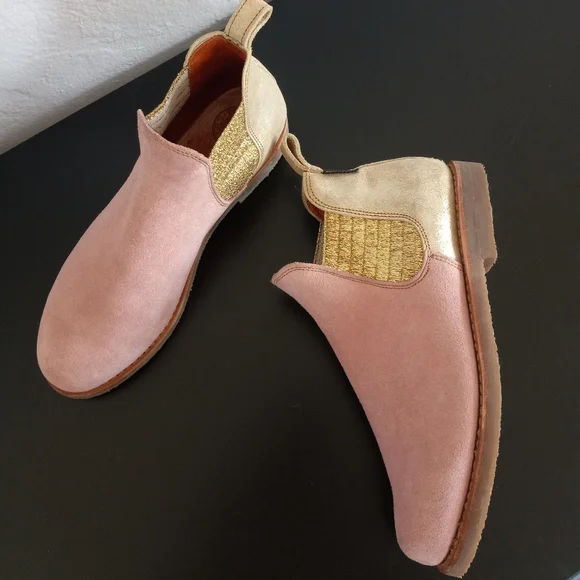 Penelope Chilvers Patchwork Safari Chelsea Boots Pink Gold 40EU